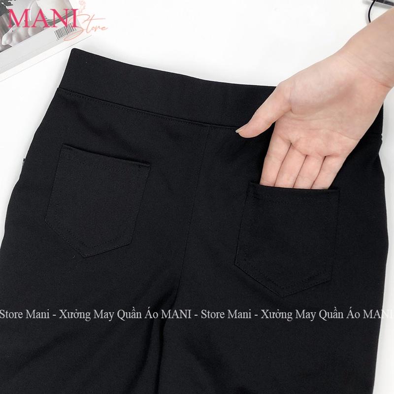 ☏Quần legging nữ cạp cao có túi nâng mông chun đen dài co giãn gen bụng vải dày cotton tập gym thể thao