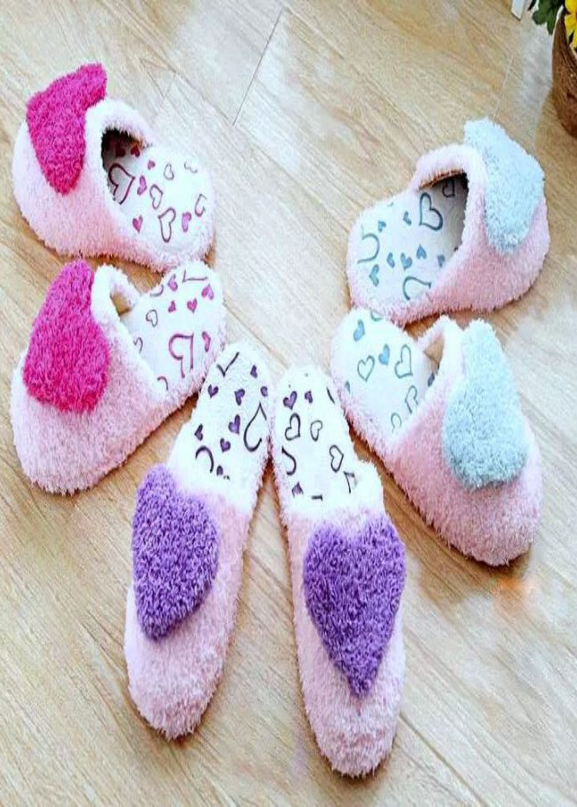 Dép bông đi trong nhà hình trái tim (giao màu ngẫu nhiên) - Size 38, 39