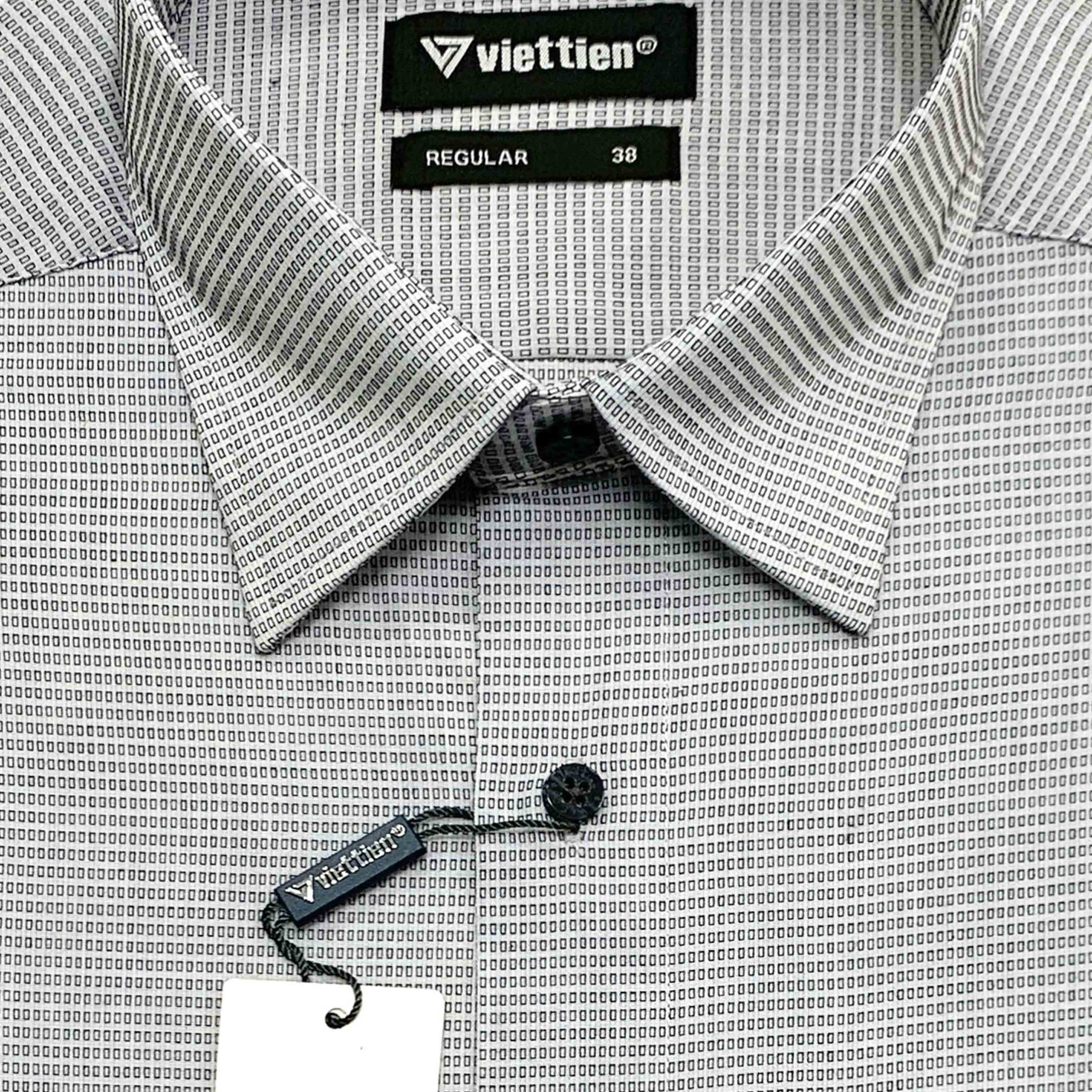 Viettien - Áo sơ mi nam ngắn tay họa tiết vạt bầu 1N1868 regular