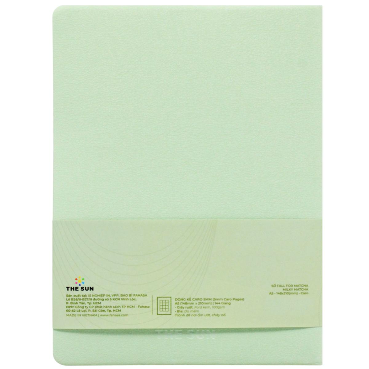 Sổ Bìa Da Mềm - Fall For Matcha A5 - Kẻ Caro - 144 Trang 100gsm - The Sun - Milky Matcha