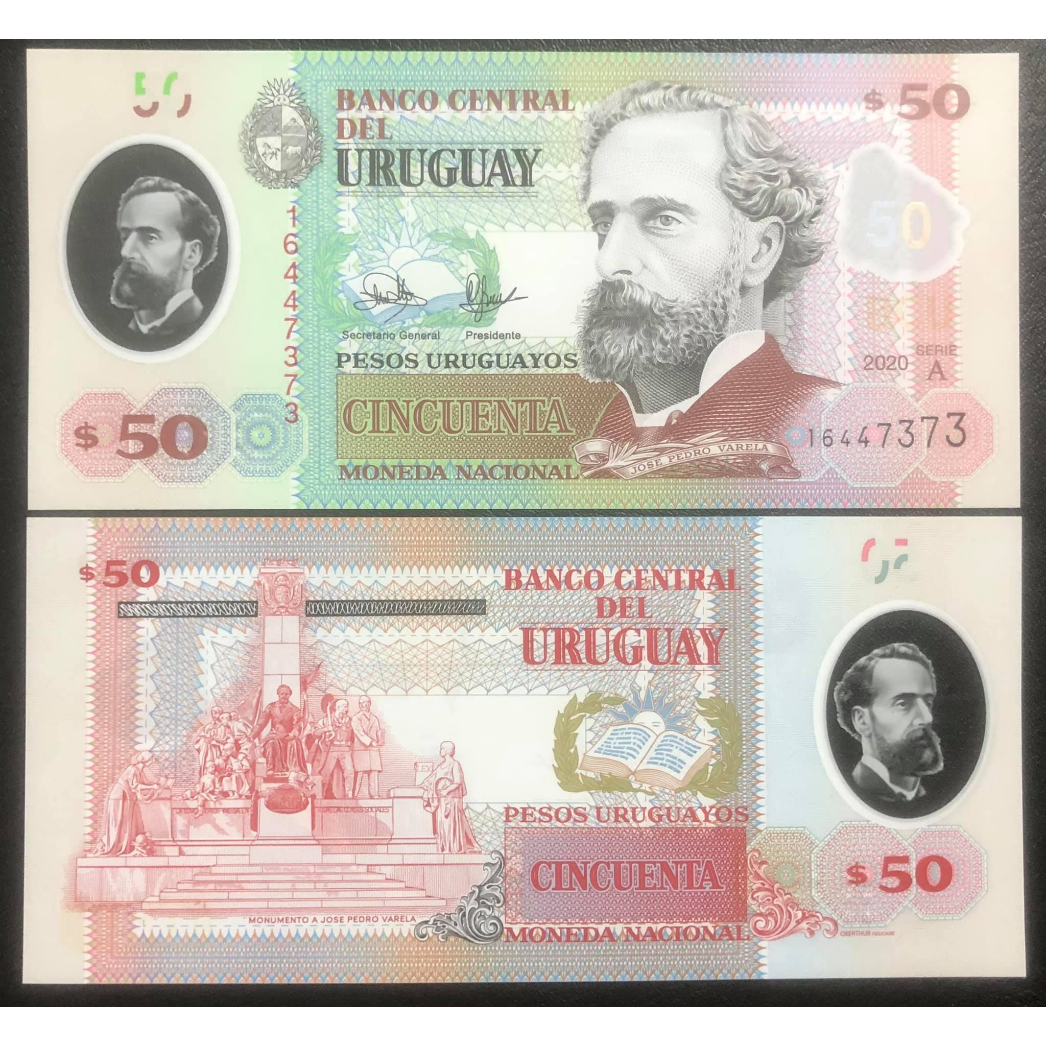 Tiền Uruguay 50 pesos polimer sưu tầm