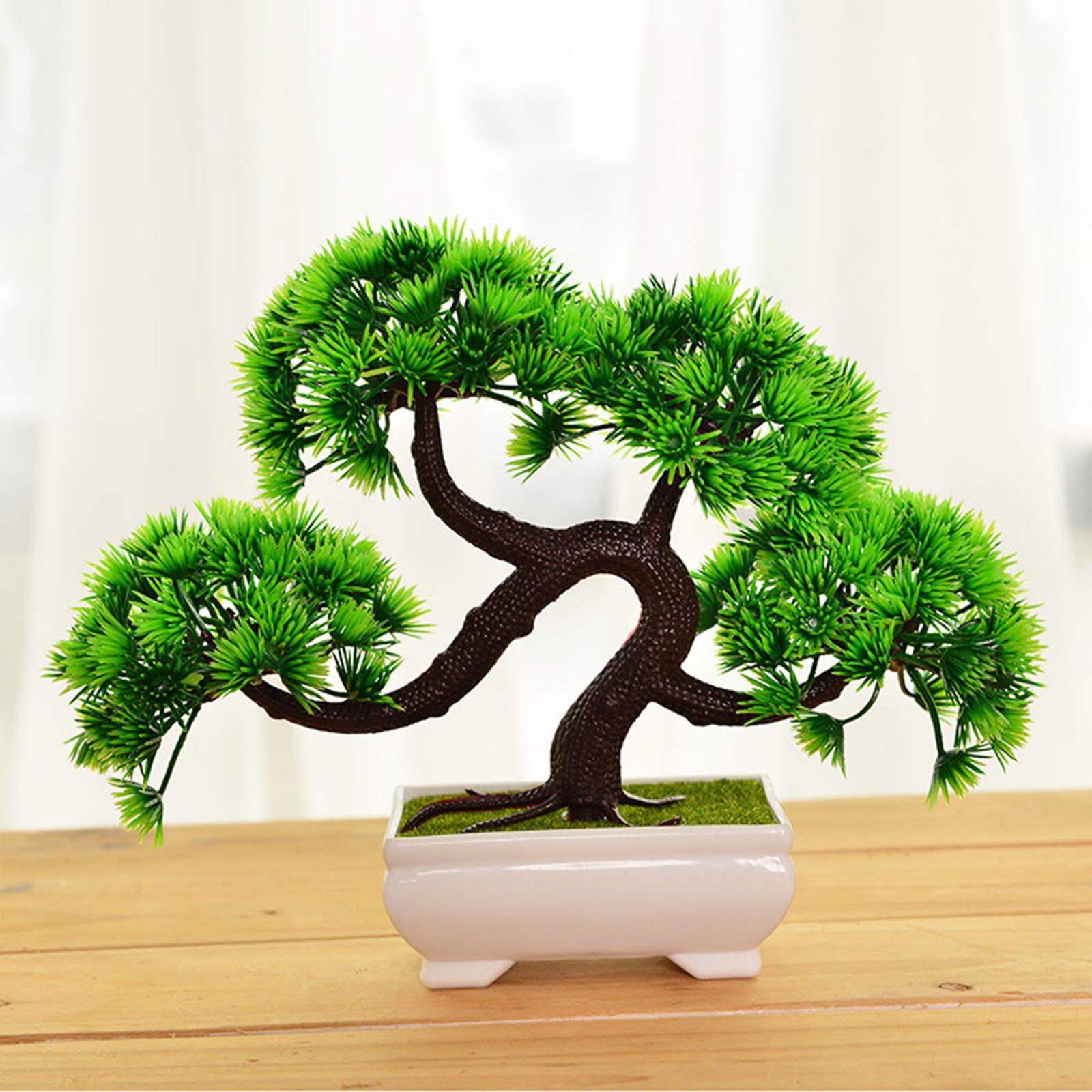 Artificial Bonsai Tree Greenery Faux Potted Plant for Home Office Table