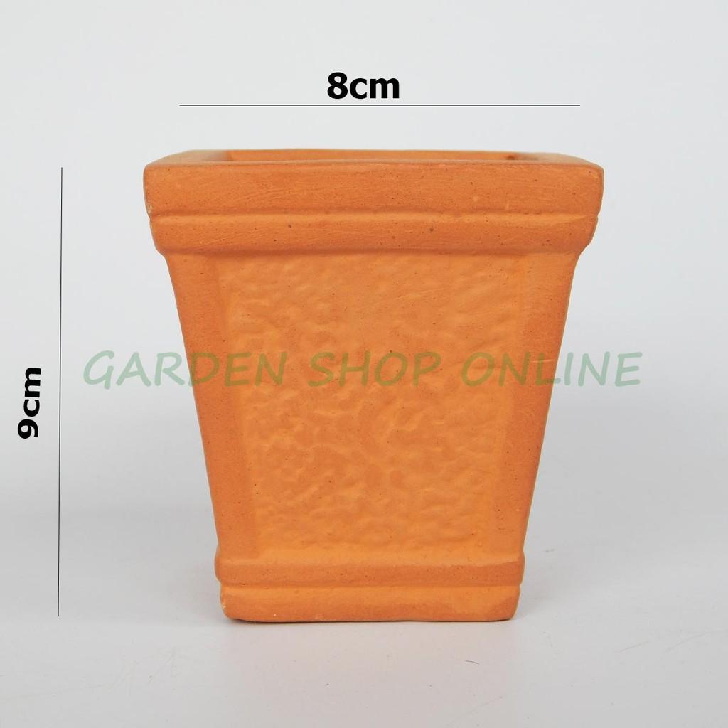 Chậu trồng cây đất nung cao cấp, chậu trồng sen đá, xương rồng mini thiết kế hoa văn nổi
