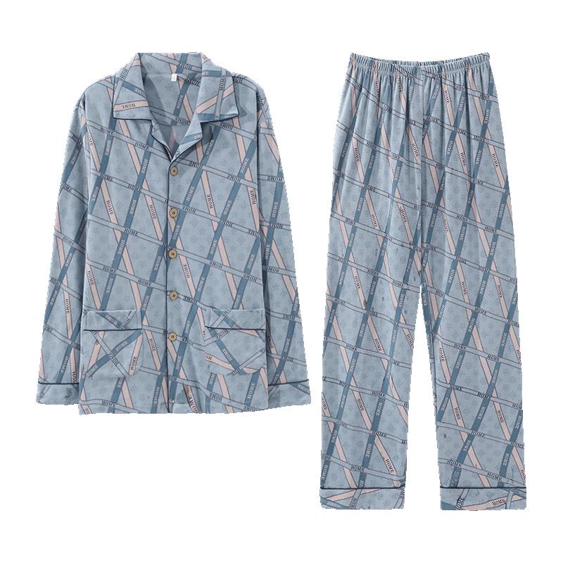 2503 - Bộ Pijama nam dài tay cao cấp họa tiết caro vân đá chìm độc lạ, vải cotton 100% mềm thoáng, size L-3XL