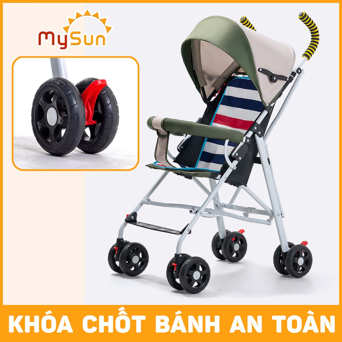 Xe đẩy ngồi du lịch cho em bé 6 tháng 1 2 3 4 tuổi gấp gọn Colorlife MySun