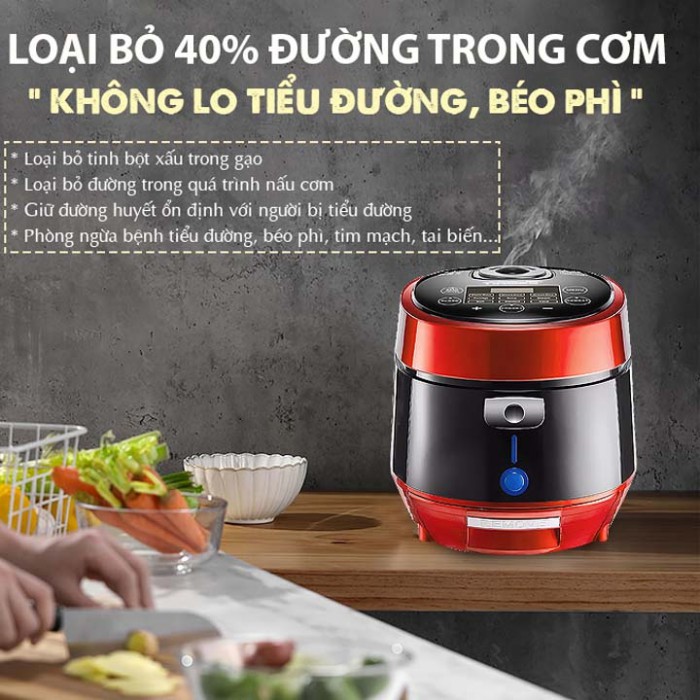 Nồi Cơm Điện IH Tách Đường Tiross TS9911 (1.5 Lít) - Đỏ - Hàng Chính Hãng