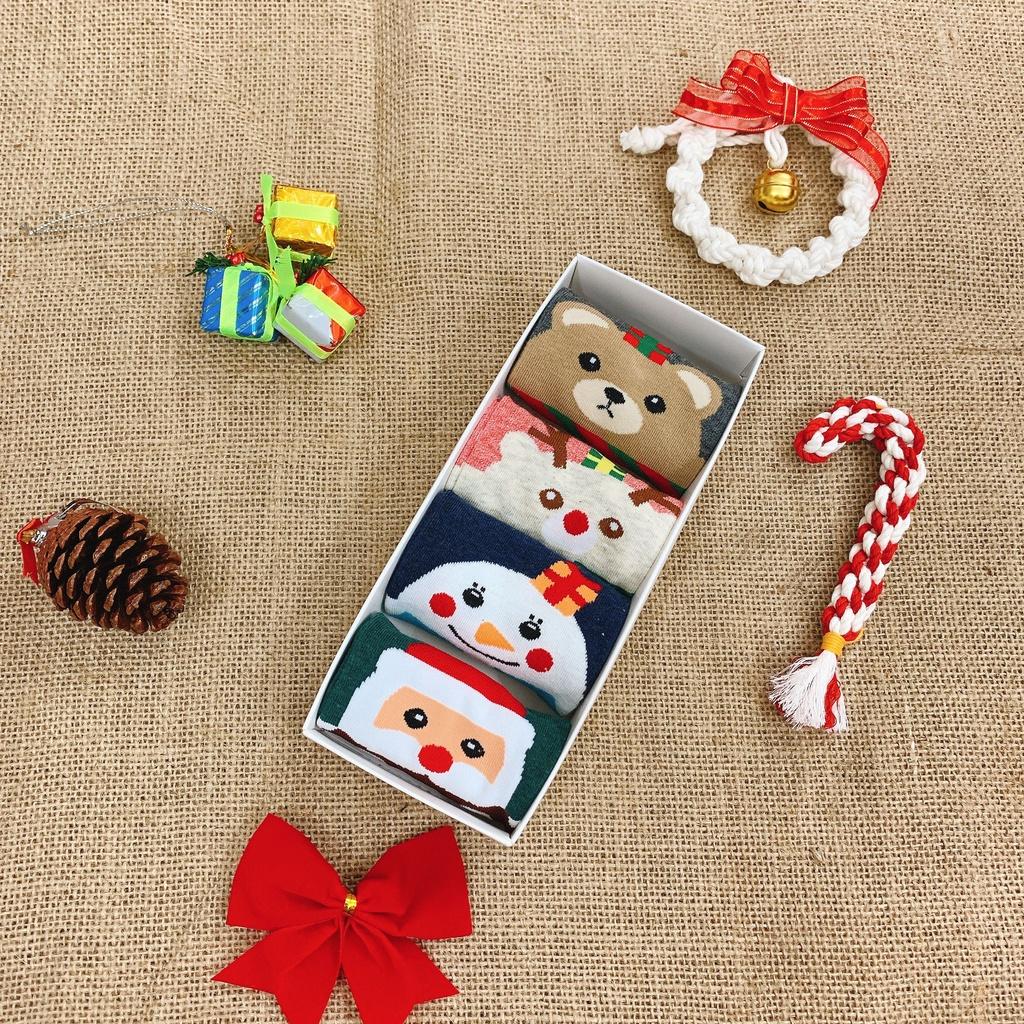 Vớ Ngắn Noel 4 Đôi Vớ Cotton Cổ Ngắn In Họa Tiết Noel Hoạt Hình Vui Nhộn Tất Nữ Phong Cách Nhật Hàn Giáng Sinh Ulzzang