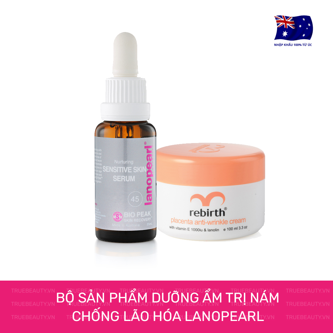 Combo dưỡng ẩm trị nám, chống lão hóa Lanopearl TẶNG SON DƯỠNG ẨM NHAU CỪU REBIRTH