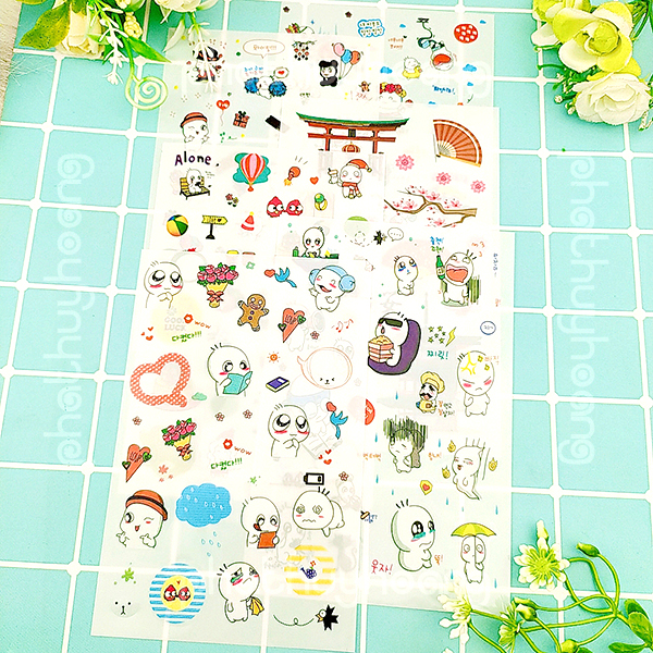 Sticker washi tape nhiều hình cute nhỏ gọn giá siêu tốt thích hợp trang trí sổ tay, tập vở