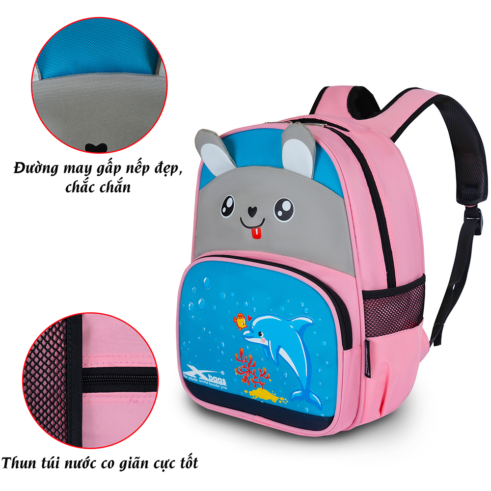 Ba lô dành cho bé gái mầm non đến lớp 3 Xbags Dolphin Xb 3021