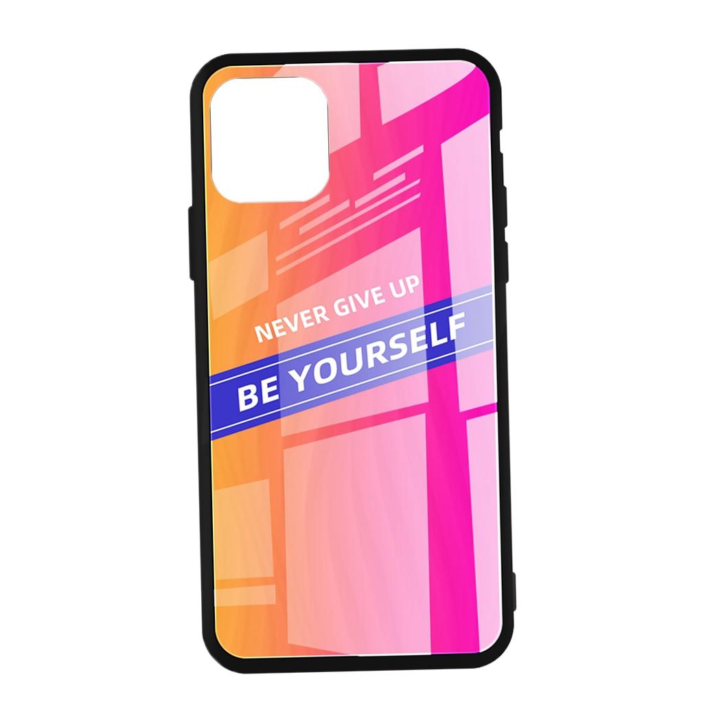 Luxury Glass NEVER GIVE YOURSELF Phone Case for 11 NEW 6.1inch