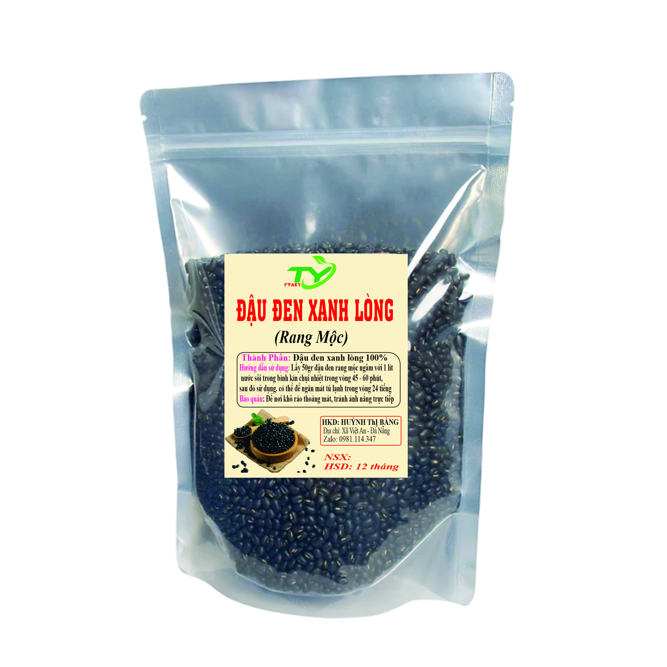 Đậu đen xanh lòng rang sẵn - 1kg - Ftaky - Đậu đen xanh lòng hữu cơ - hạt nhỏ thuần chủng