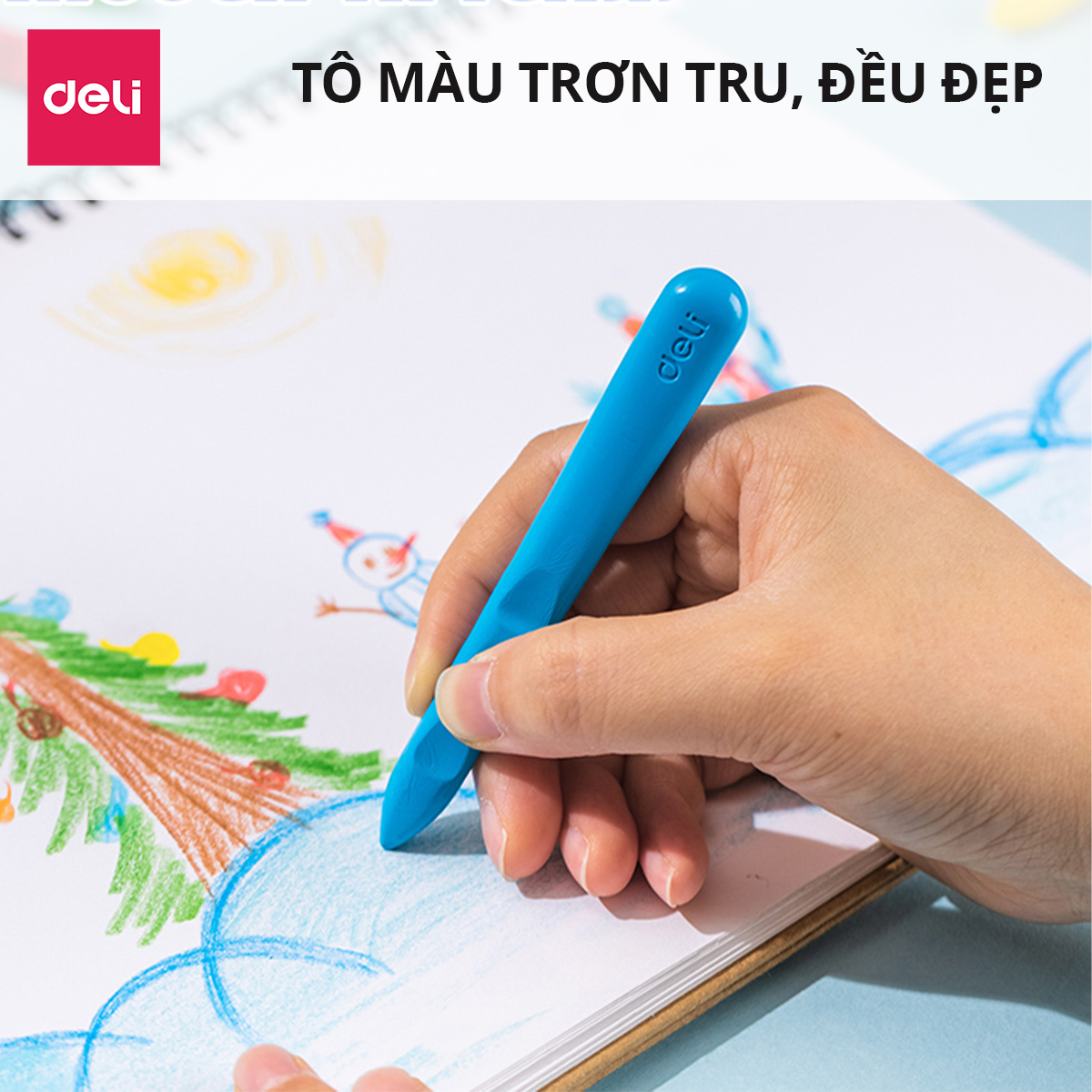 Bút Sáp Màu Bọt Biển Hữu Cơ Định Vị Deli- 2/24 Màu Tươi Ít Vụn An Toàn Không Bẩn Tay Tô Màu Vẽ Tranh