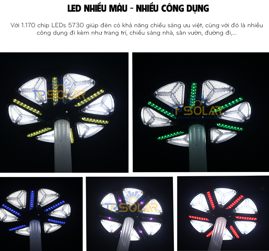 Đèn Sân Vườn UFO Năng Lượng Mặt Trời TP Solar TP-U600RGB Công Suất 600W Chiếu Sáng 7 Màu, Chống Nước IP67