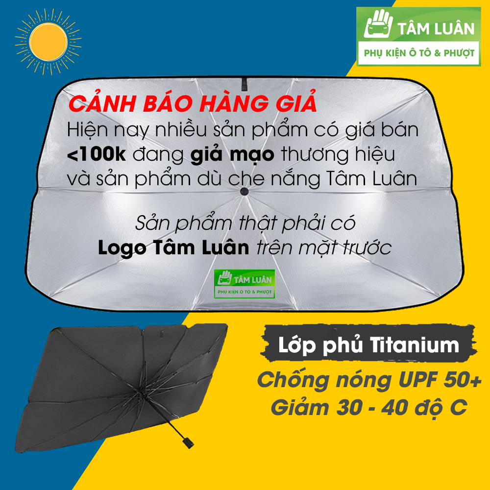 Ô che nắng ô tô gấp gọn, tấm che nắng kính lái ô tô xe hơi chống nóng kính trước chống tia cực tím UPF 50+ TÂM LUÂN Chổi lau tẩm dầu - Hàng chính hãng