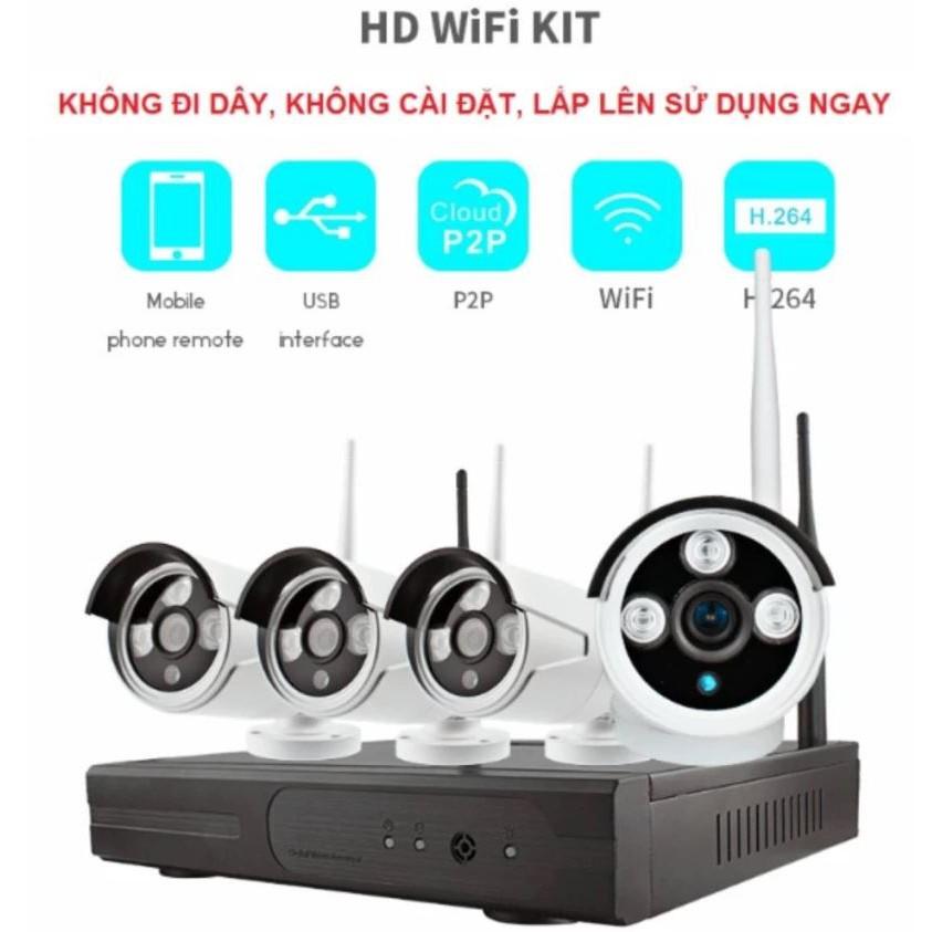 Bộ 4 Camera Kit Kết Nối Wifi 1080P ELITEK + đầu ghi NVR HD