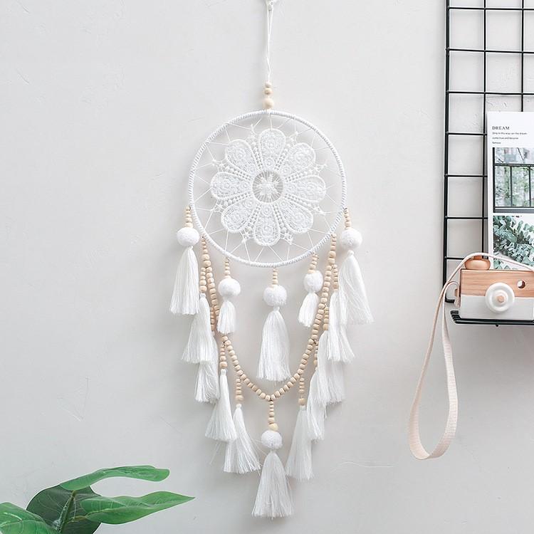 Dream Catcher Treo Tường Bông Hoa Phối Chuỗi Hạt Ấn Độ PA9850