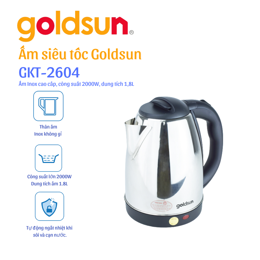 Ấm siêu tốc Goldsun GKT2604 - Hàng chính hãng