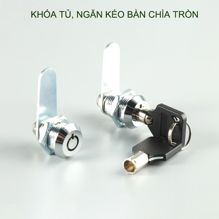 Khóa cửa tủ, ngăn kéo bàn với chìa khóa tròn an toàn, loại dài 16-20-25-30mm tùy chọn