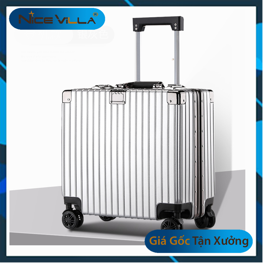 Vali Khung Nhôm Ngang Size 18INCH Xách Tay Nhỏ Gọn Cần Kéo 3 Nấc