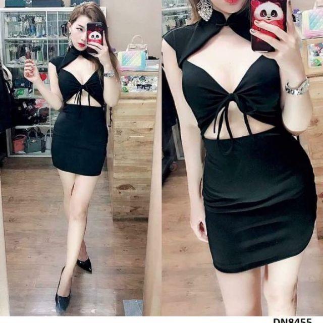 Đầm body hở ngực khoét eo sexy