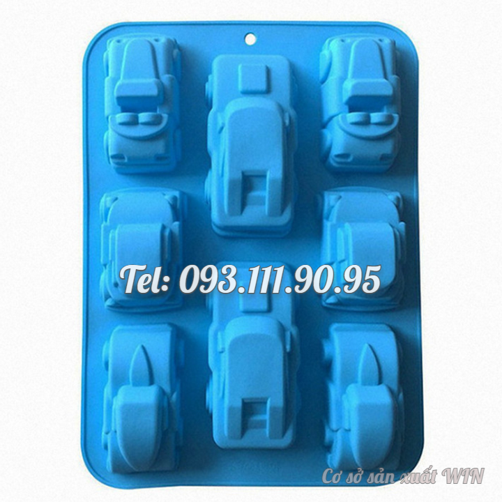 Khuôn silicon làm bánh, rau câu, socola 8 chiếc xe hơi – Mã số 1386
