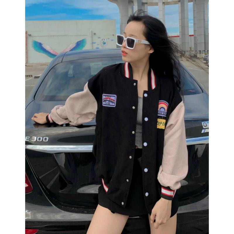 | Ảnh thật | Áo Khoác Bòng Chày Bomber Cầu Vồng,Áo Khoác Nhung Tâm Nam Nữ Dáng Dài Hàn Quốc Unisex Chất Dày dặn