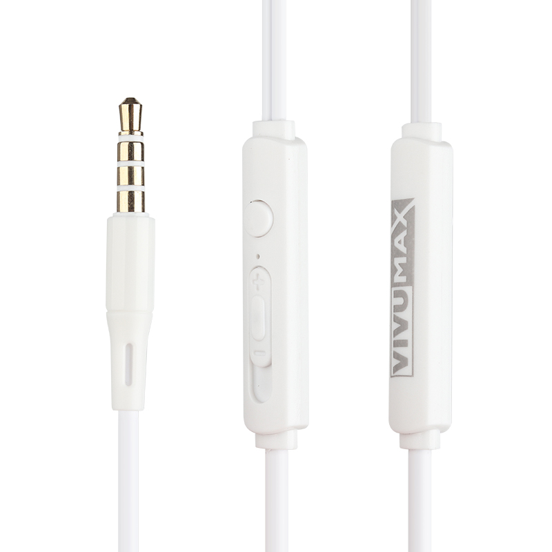 Tai nghe nhét tai có dây VivuMax J15 - Jack cắm 3.5mm, có Mic/Microphone - Cho iOS/Apple (iPhone/iPad), Android (Samsung, Vsmart, Sony, Xiaomi, Huawei, Oppo) Màu Trắng/Đen - Hàng Chính Hãng