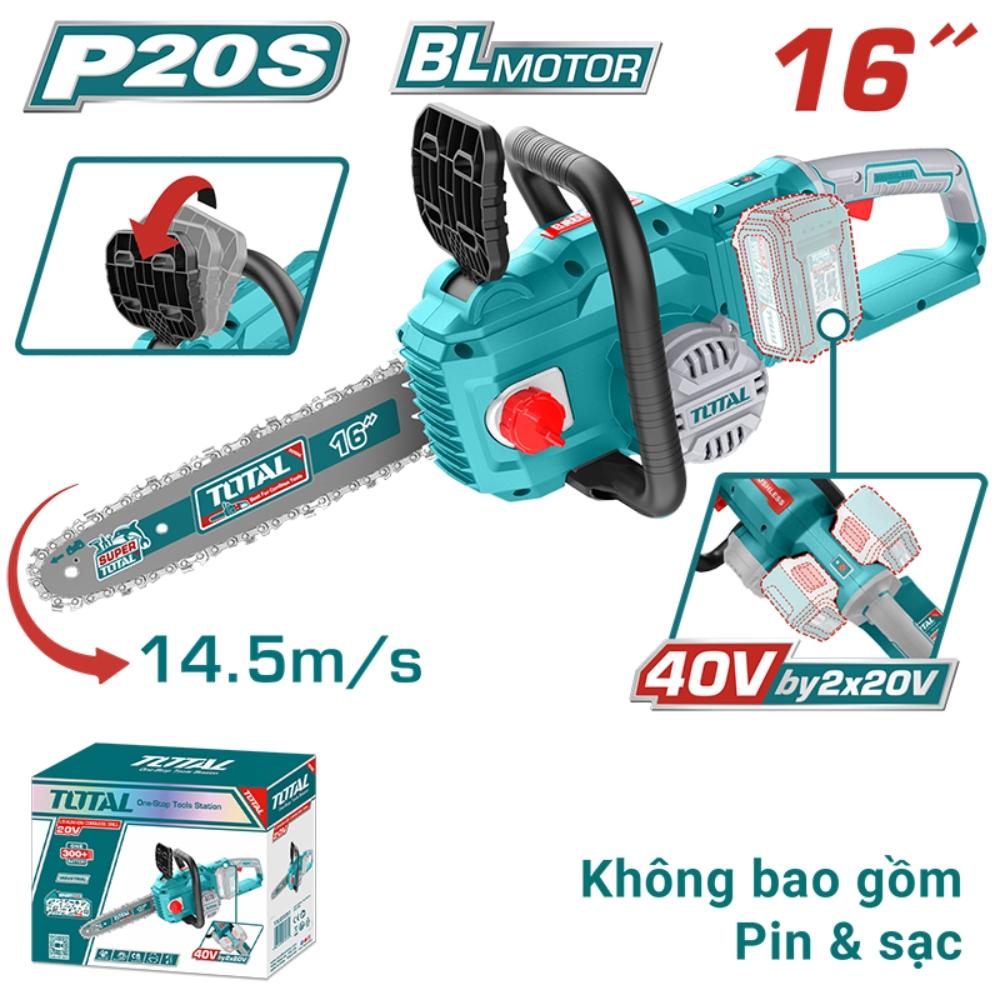 MÁY CƯA XÍCH 16 INCH DÙNG PIN 20V (KHÔNG KÈM PIN &amp; SẠC) TOTAL TGSLI40168 - HÀNG CHÍNH HÃNG
