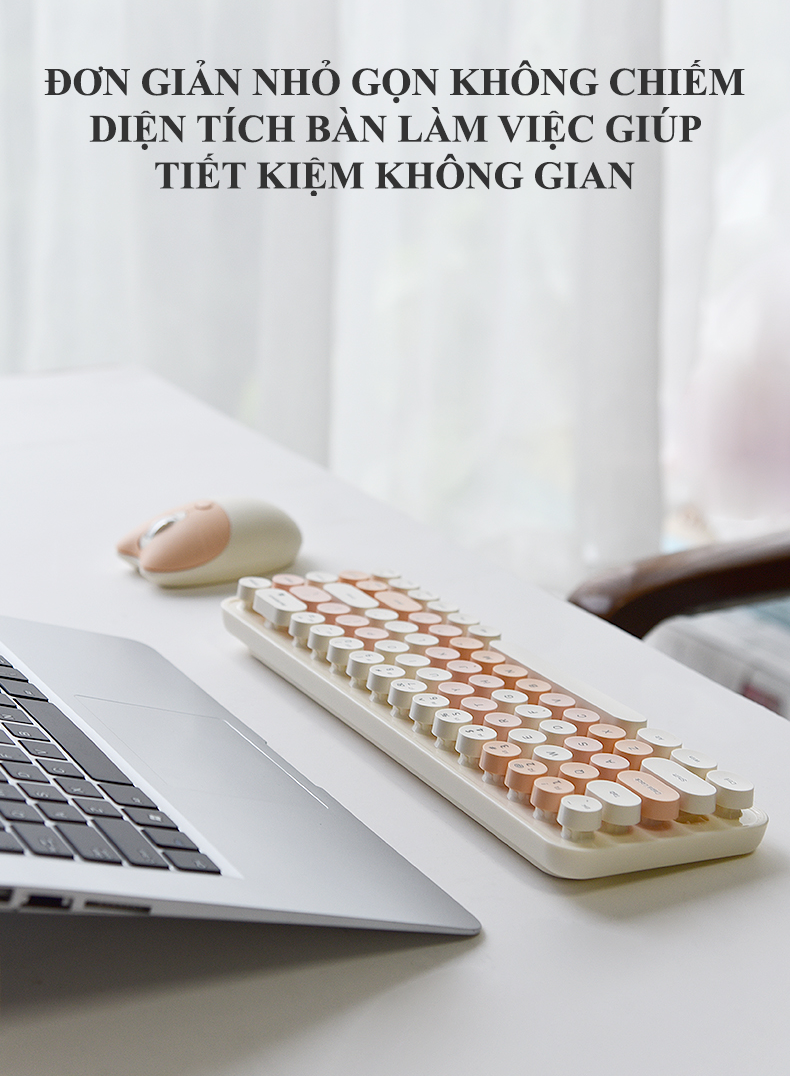 Bàn phím và chuột không dây MOFII MINI I kết nối bằng chip USB 2.4 GHz màu sắc dễ thương, thiết kế mini size cực kỳ nhỏ gọn - HÀNG CHÍNH HÃNG