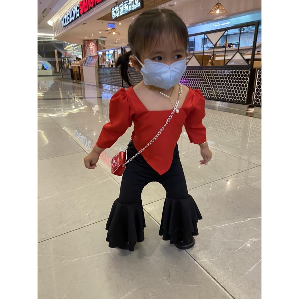 Bộ đồ bé gái Áo đỏ kết hợp quần loe 2 tầng SIÊU DỄ THƯƠNG ,Thôi Nôi, Sinh Nhật 8-23kg Angel Baby Thời Trang Thiết Kế