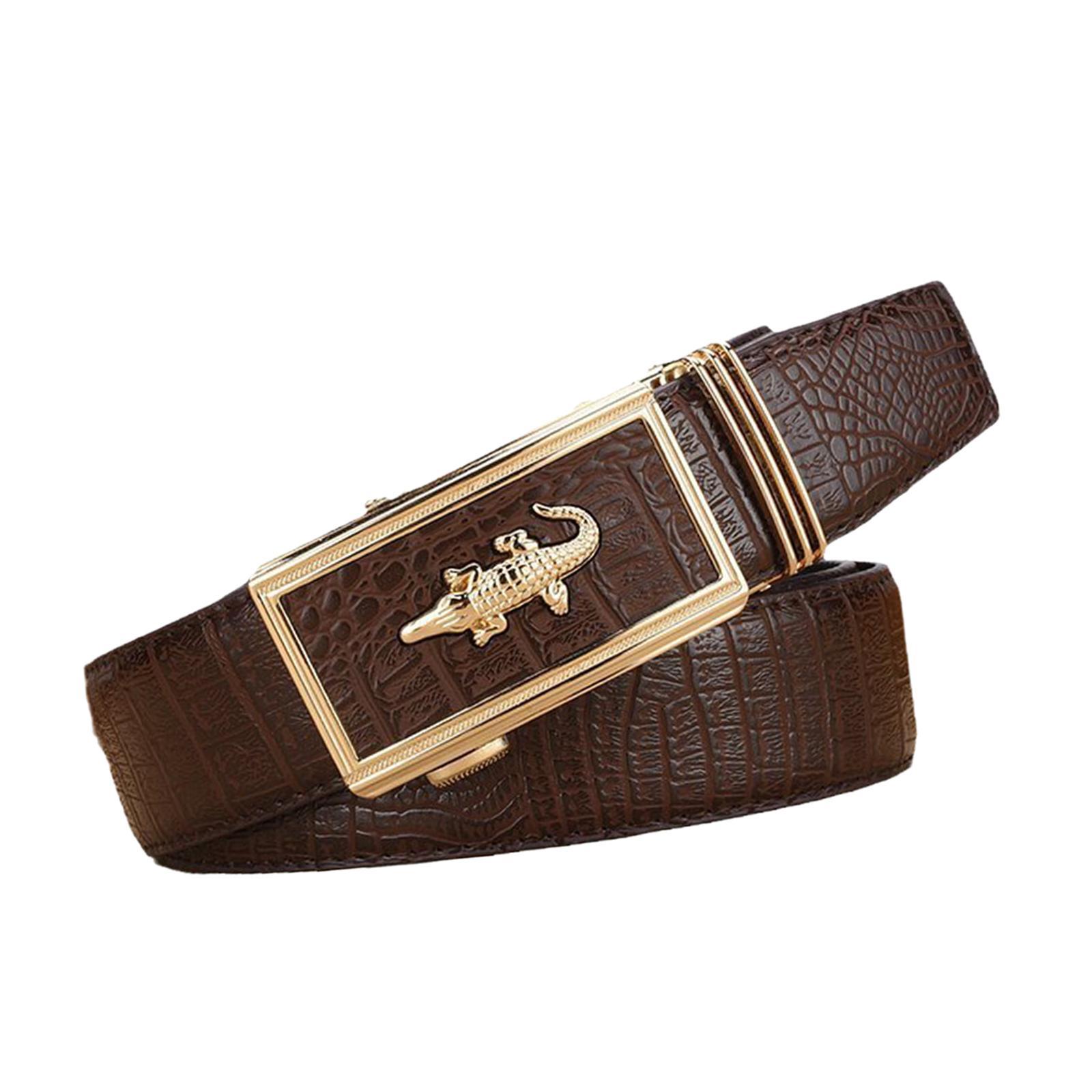 Men Belt Slide Ratchet Belt Adjustable Fashion Decorative PU Leather 120cm Casual Belt Work Belt for, Shirt, Pants, Wedding, Party