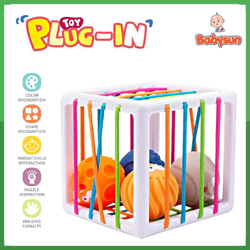 Đồ chơi giáo cụ montessori thông minh hộp đan dây kèm bóng xúc giác cho bé