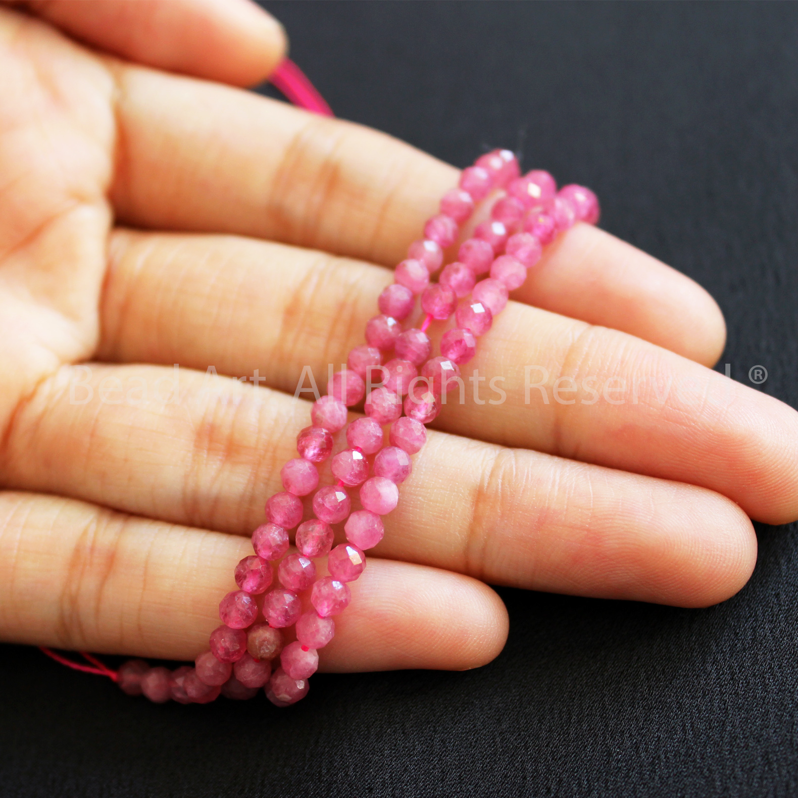 3MM Đá Tourmaline Hồng Giác Cắt Thiên Nhiên Size Mini, Mệnh Hoả, Thổ, Phối Vòng Tay Phong Thuỷ, Trang Sức, Chuỗi Hạt - Bead Art