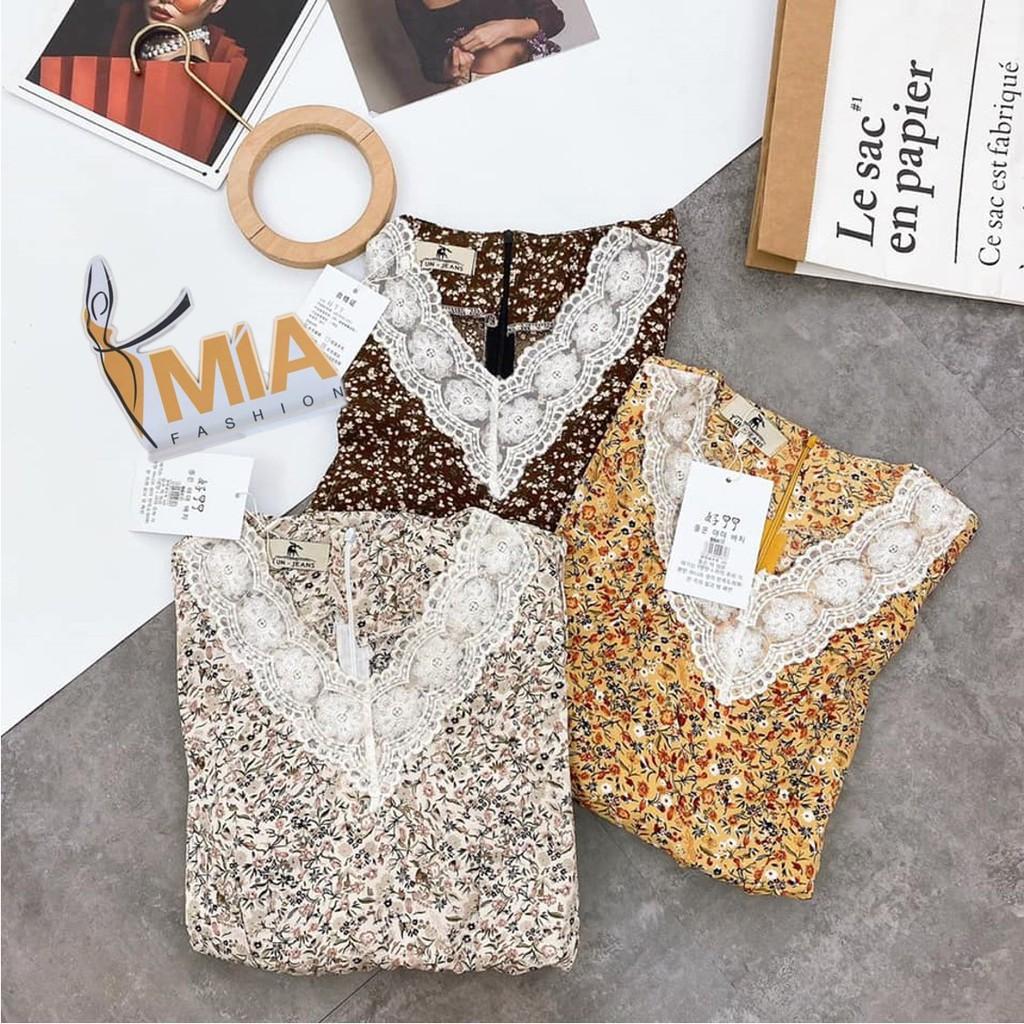 ĐẦM HOA CỔ REN TAY REN NÂU - DA2433