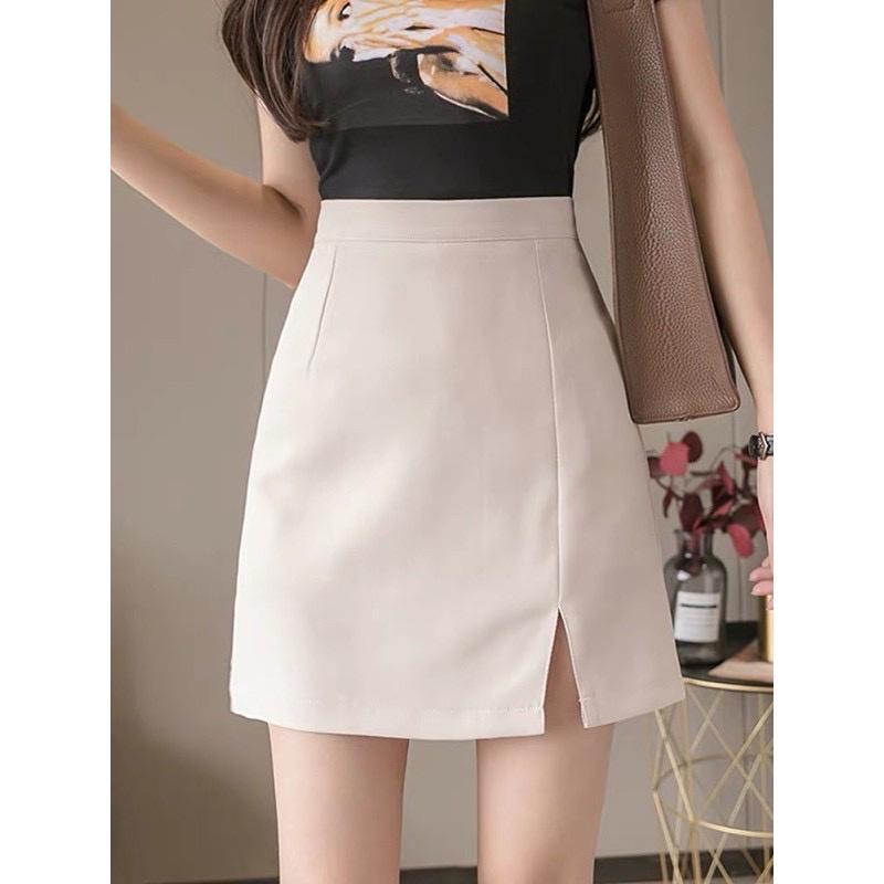 CV001_Chân váy chữ A xẻ tà có lớp lót