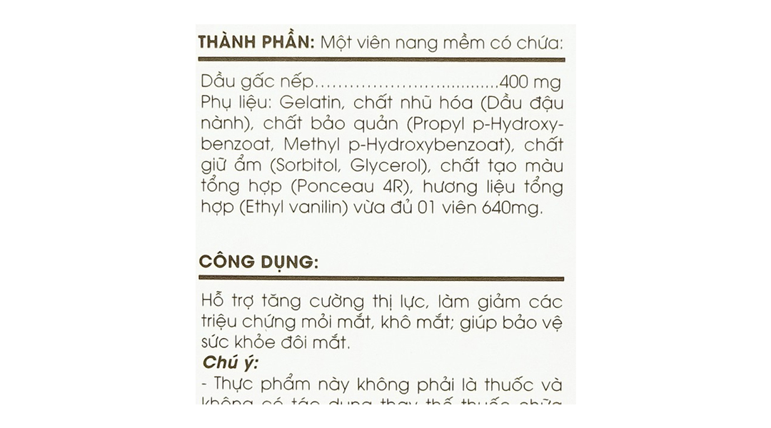 Dầu Gấc Tuệ Linh hỗ trợ bảo vệ sức khỏe đôi mắt, tăng cường thị lực hộp 60 viên