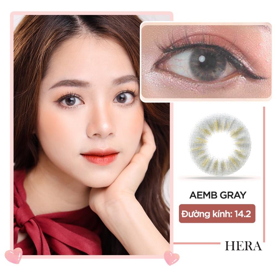 Lens 6 Tháng Xám Khói Vân Nâu Không Độ Kính Áp Tròng Màu Gray Không Cận AEMB GRAY - Hera