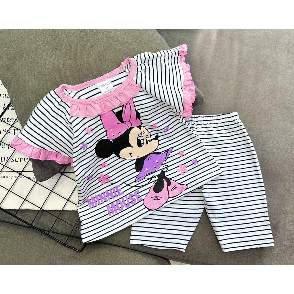 Đồ bộ bé gái, Bộ cộc tay cho bé gái mặc nhà đi học đẹp từ 8-25kg chất cotton mềm mịn mát
