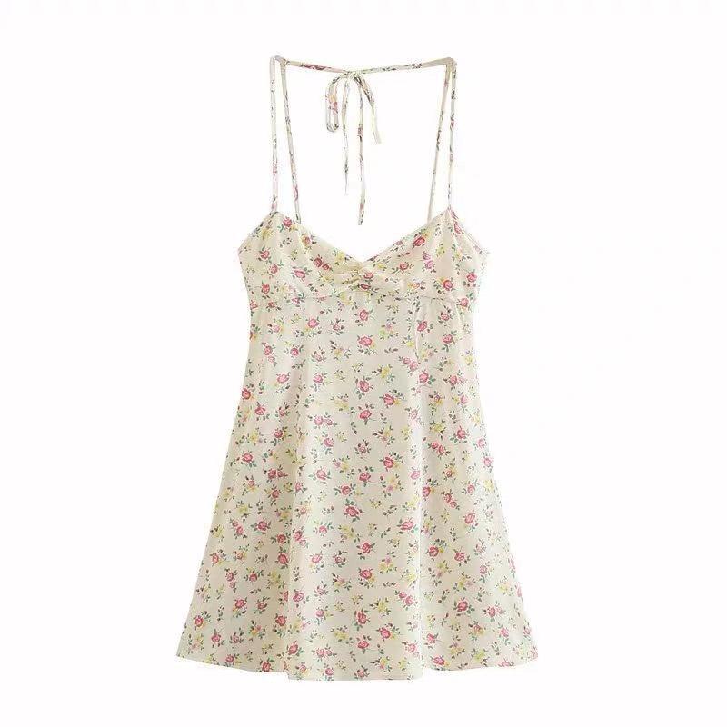 Đầm dây hoa ngắn