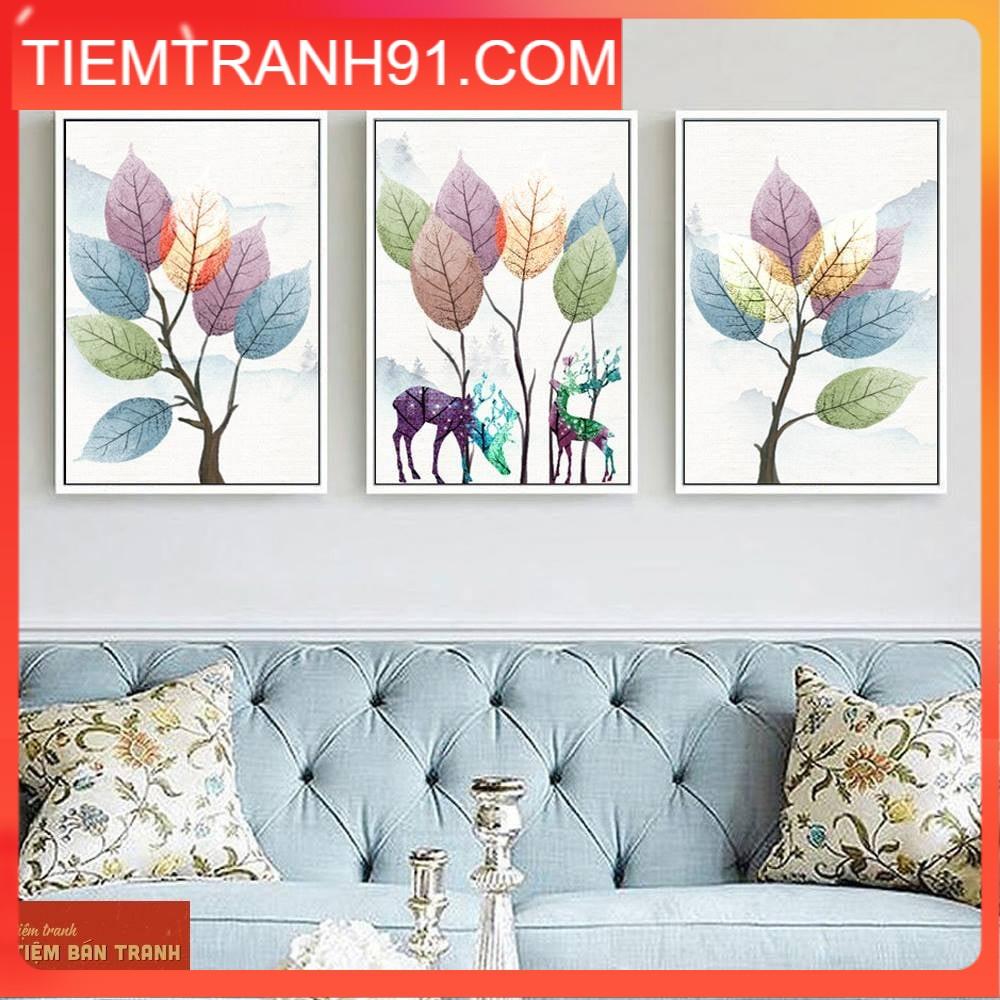Tranh treo tường - Bộ 3 bức canvas tổng hợp 04 , tranh canvas giá rẻ
