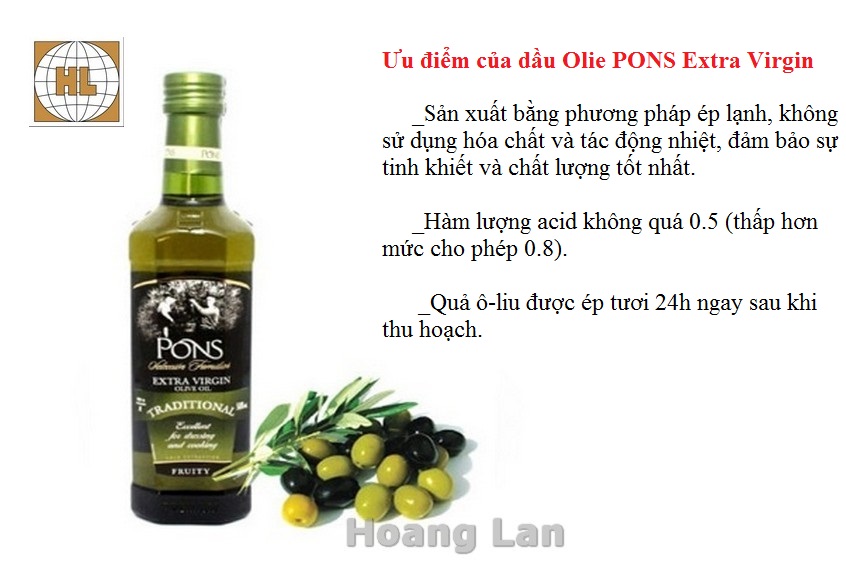 Dầu Olive Extra Virgin PONS 1L - Tây Ban Nha