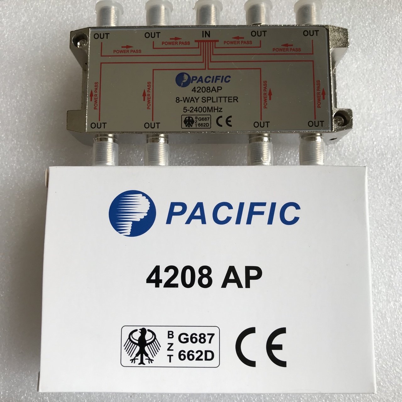 Bộ Chia 8 Pacific 4208AP Dùng Chia Chảo, Truyền Hình Cáp, Anten KTS - Hàng Nhập Khẩu