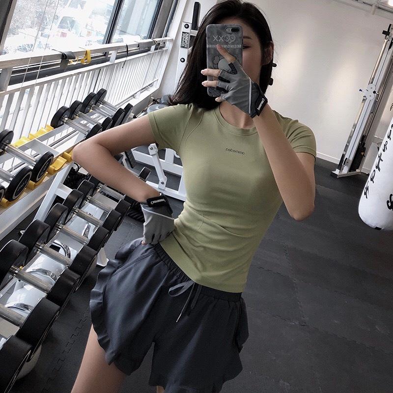 Áo tập Gym, Yoga, Zumba Nữ Dệt Kim thể thao, cộc tay co dãn tốt Cao Cấp