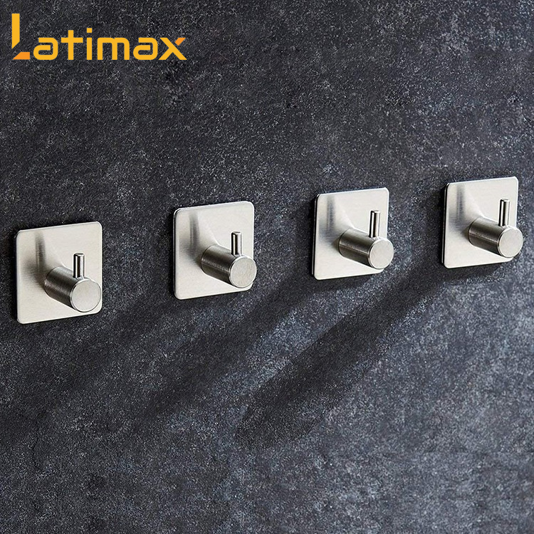 Móc dán tường treo đồ Inox 304 Latimax MD02 trụ vuông - Tặng kèm lọ keo dán chuyên dụng siêu chắc
