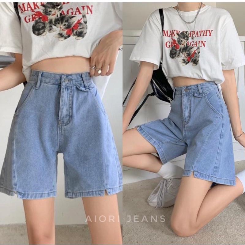 Quần Jeans Nữ Aiori Quần Ngố Lửng Ống Rộng Lưng Cao Đủ 3 Màu Vải Cực Xịn, Chất Jeans Cotton Thoáng Mát, Mềm Mịn_4290