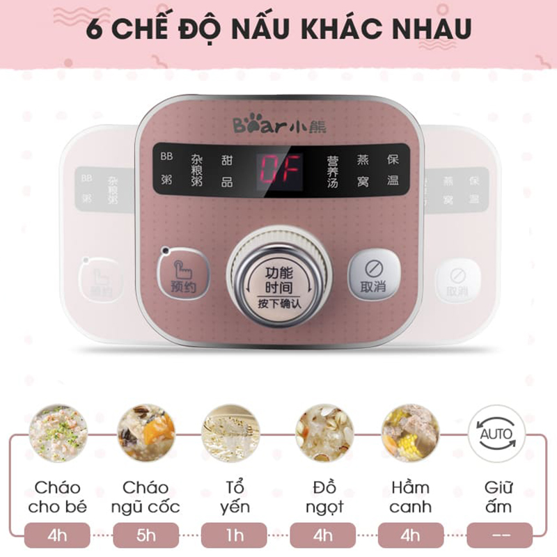 Nồi Nấu Chậm 1 Lít Bear DDG-D10B1S - Hàng Chính Hãng