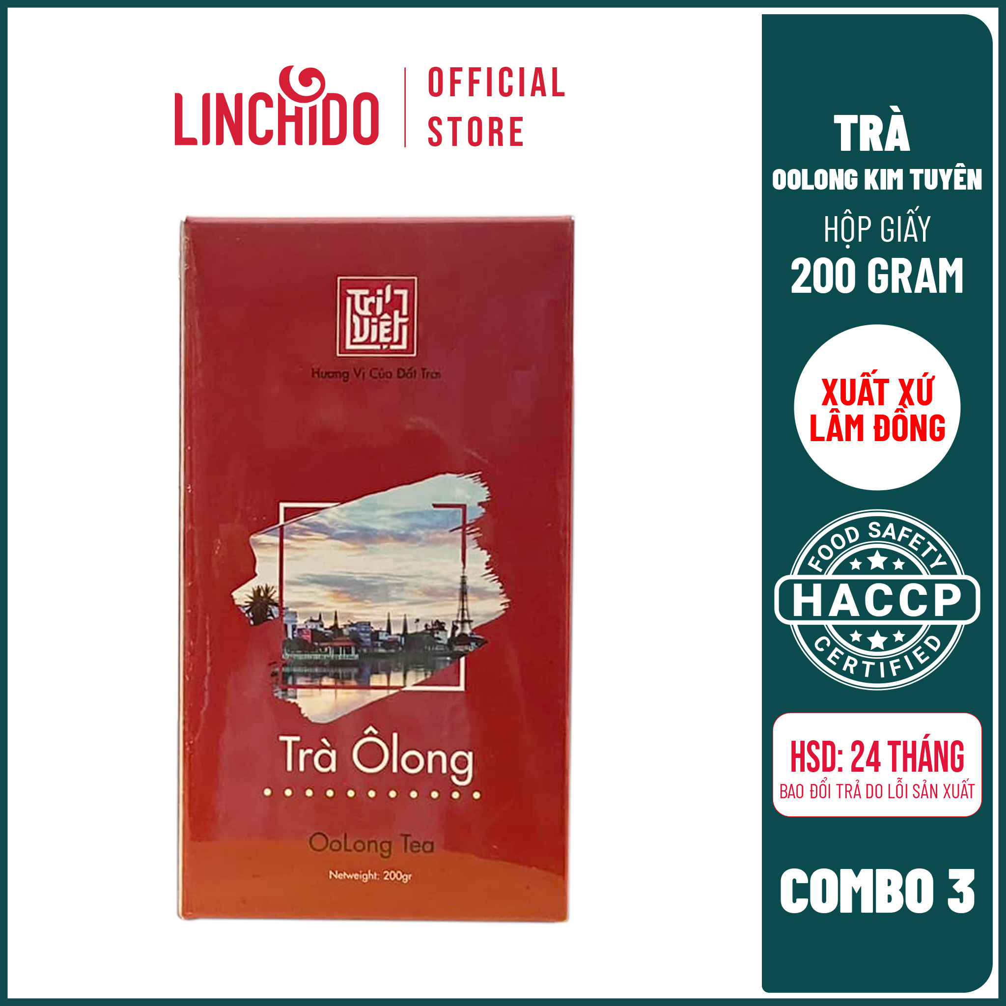 [ COMBO 3] Trà Oolong (Ô long) Kim Tuyên Hộp Giấy 200g - Trà Ô long Trí Việt