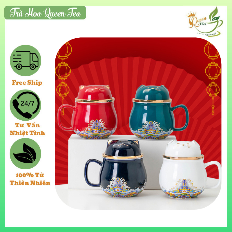 Cốc Uống Trà Hình Mèo Thần Tài Xinh Yêu