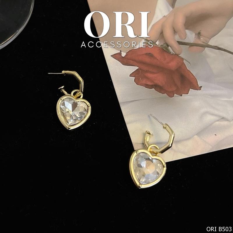 Bông tai nữ hình trái tim đính đá Eira sang trọng ORI ACCESSORIES B503